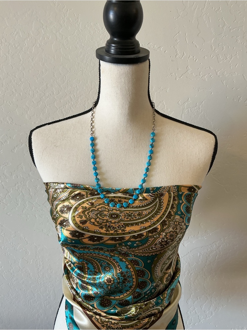 Kingman Turquoise/Sterling Silver Beaded Necklace